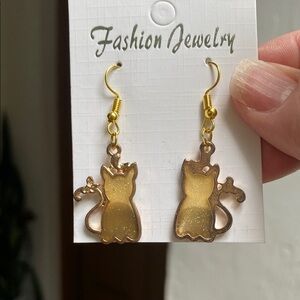 Gold Cat Earrings